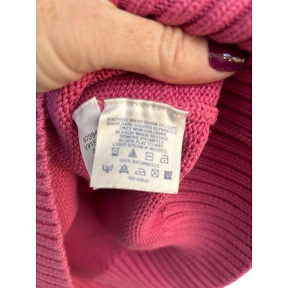 Lands' End Women's Pink 100% Cotton Turtleneck Sweater size Large - Picture 2 of 4